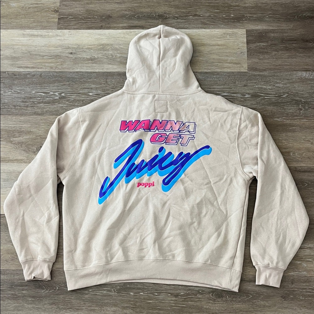 NWT Poppi Soda Women’s Pullover Graphic Hoodie Cream Size XXL